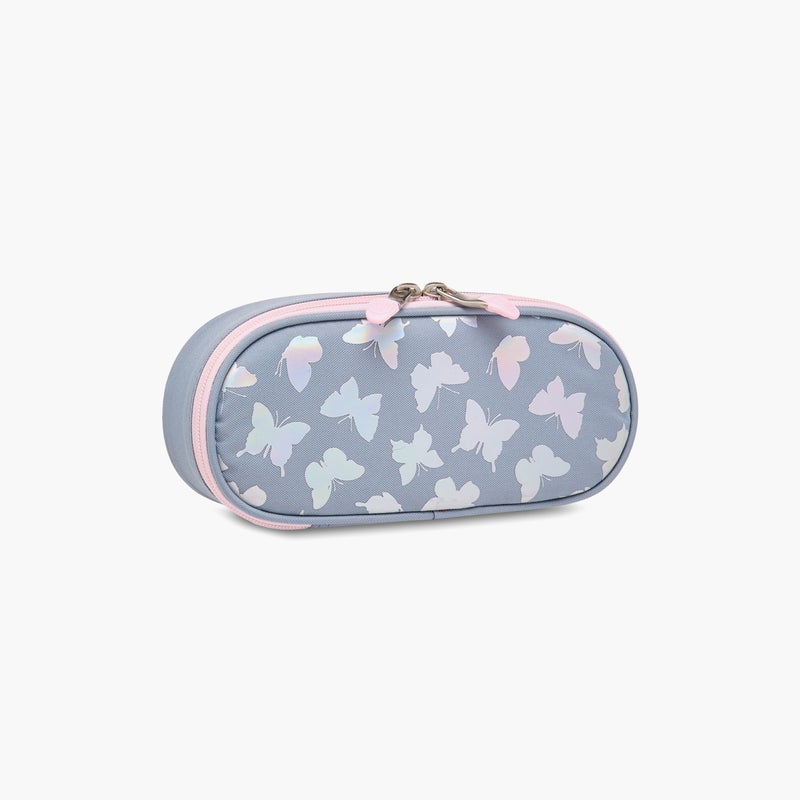 St.Right Pencil Case-Silver Butterflies-1 Cmprt-Girls (Polyester) Grey \ 23X10X5 - Image 2